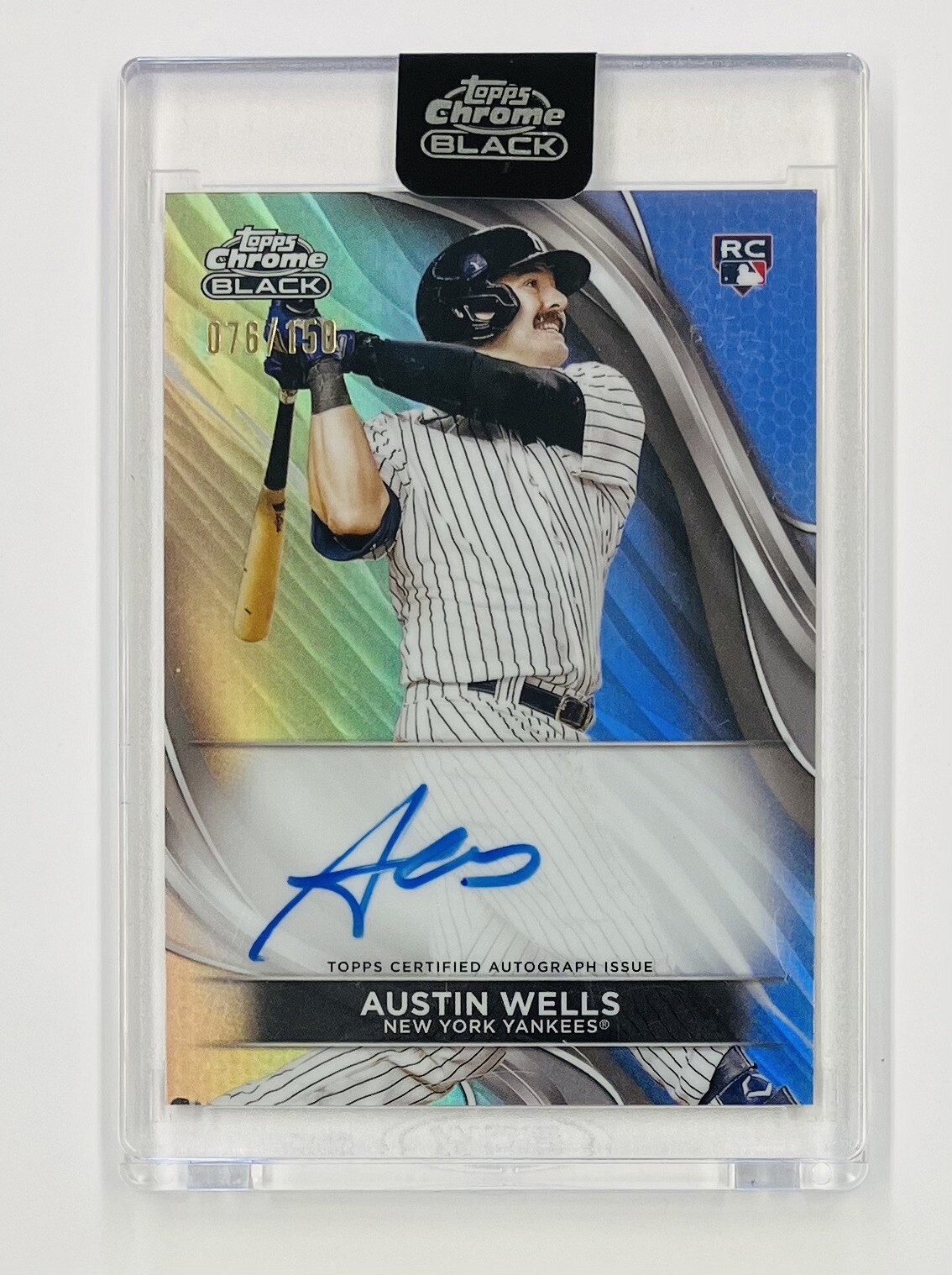 QTY AVL #/150! Austin Wells Auto RC Refractor 2024 Topps Chrome Black Autograph