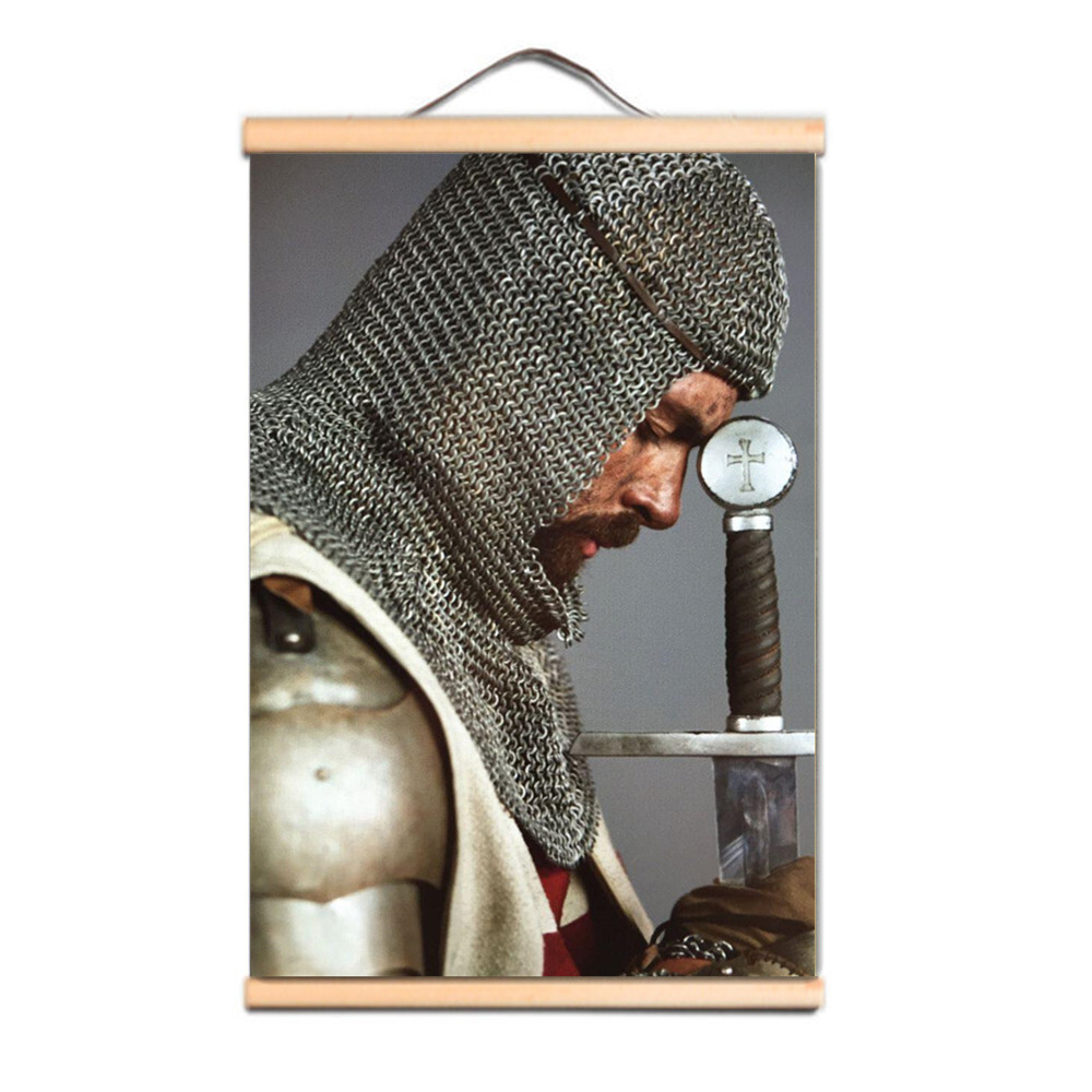 Knights Templar Scroll Painting Crusader Artwork Poster Wall Hanging Banner A5-image