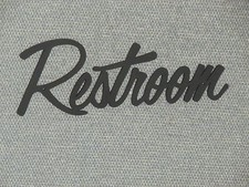 Restroom 9" Wood Wall or Door Word Sign Black Art Decor Wall Hanging