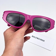 Balenciaga Women Sunglasses Fuchsia Pink Silver Grey Cat Eye BB0095S 017 NEW