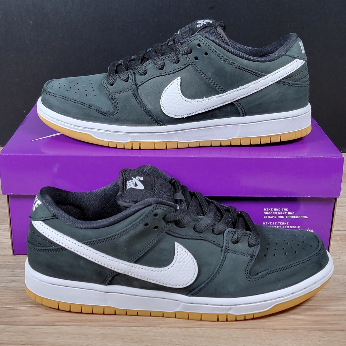 Nike SB Dunk Low Pro Black Gum Shoes Mens Size 8 Skater