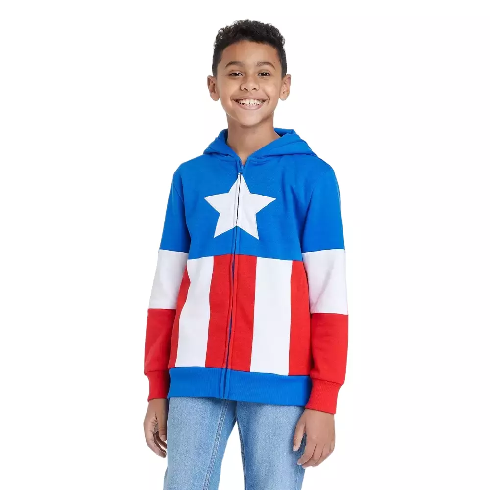 Boys Marvel Captain American Sweatshirt White Royal Blue Red L eBay