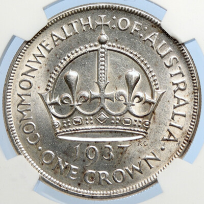 1937 AUSTRALIA Great Britain UK King George VI OLD SILVER CROWN