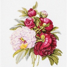 Lucas-S Peony Blossom Cross-Stitch Delight
