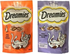 Image of Dreamies Cat Treats Bundle -2 Flavours Delectable Duck & Tasty Chicken (2 x 60g)