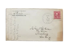 1914 New Providence, PA Postmark - Small Town Pennsylvania Postal Cover