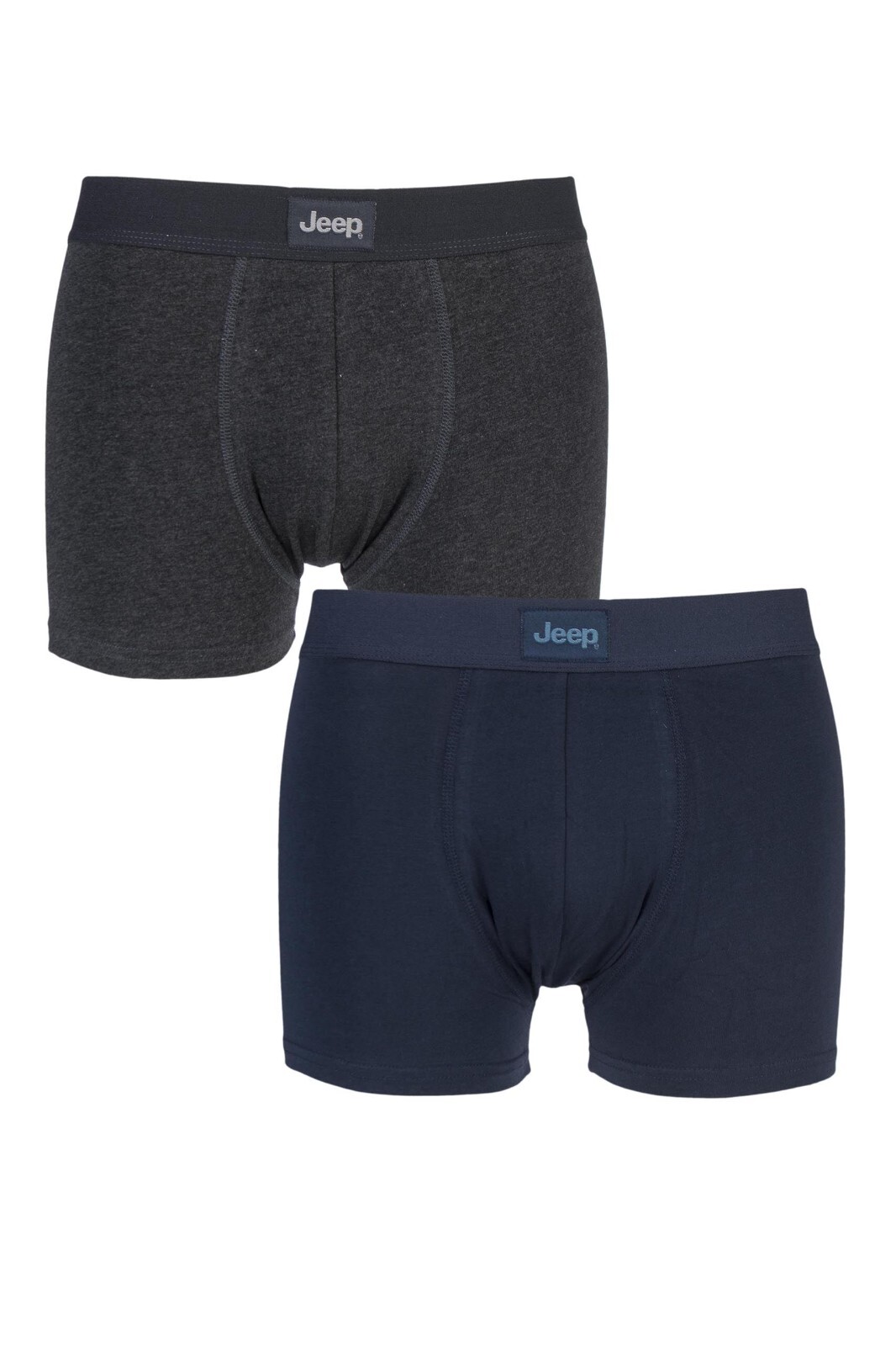 Jeep Mens Fitted Trunks Cotton 2 Pairs Navy/charcoal Size M for 