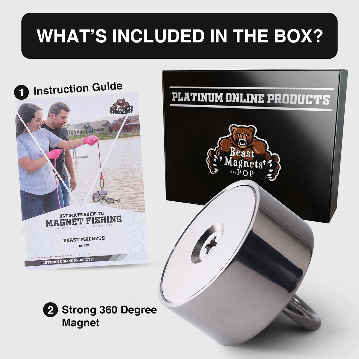 2000LB Powerful N52 Fishing Magnet – 360° Strong Neodymium Magnet