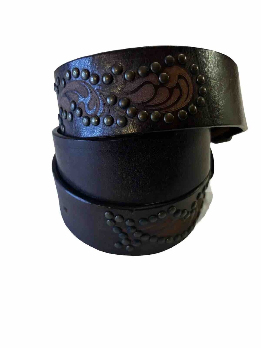Just Cavalli Mens Leather Brown Studded Belt With Metal