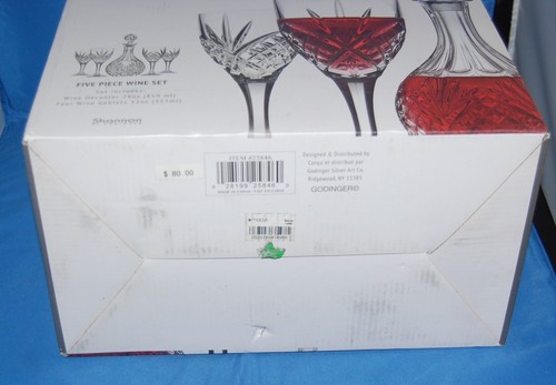 From Shannon/Godinger, a 5 piece wine decanter and glasses in the Dublin pattern - Picture 4 of 8