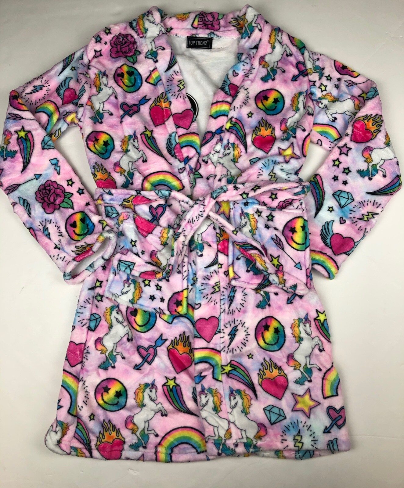 Girls Top Trenz Unicorn Couture Pink Fleece Emoji Bathrobe Robe NWT eBay