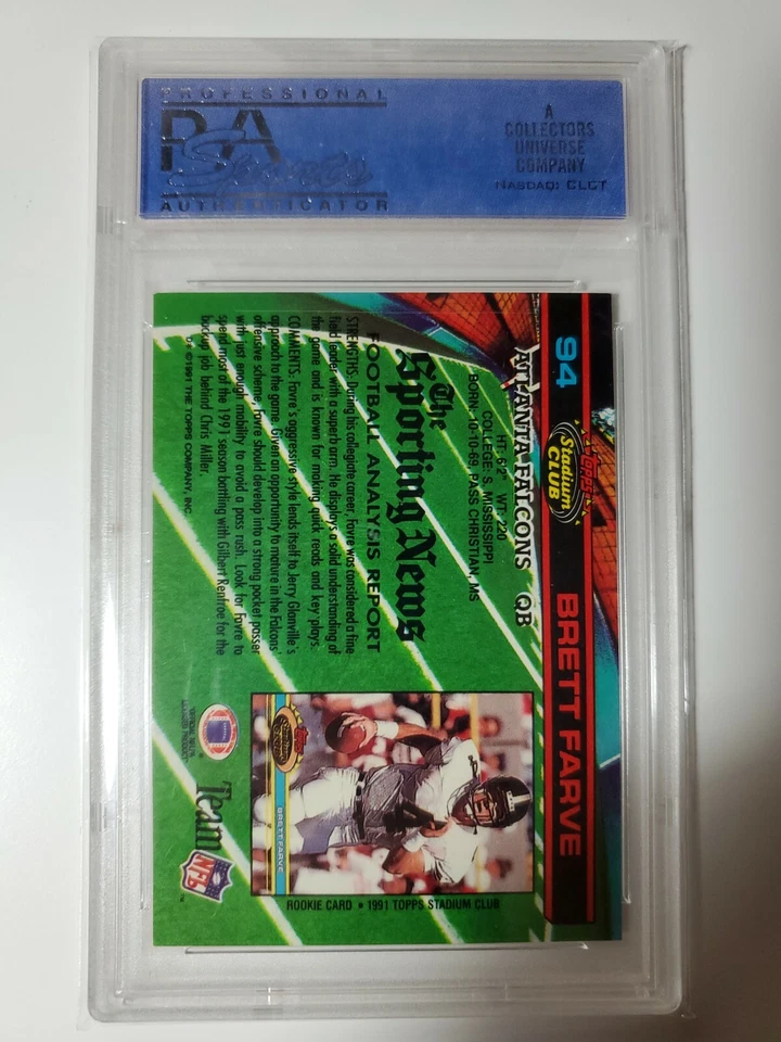 1991 Stadium Club Brett Favre Farve RC classificado PSA 9 cartas #94 - Imagem 2 de 2