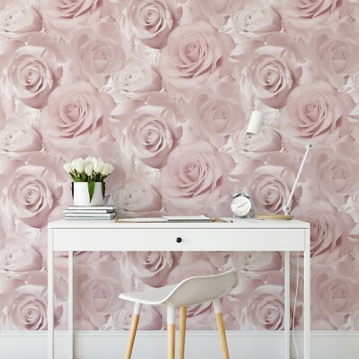 Muriva Bella weiche rosa Blume Rose Blüte 3D-Effekt Blumenmuster Designer Tapete