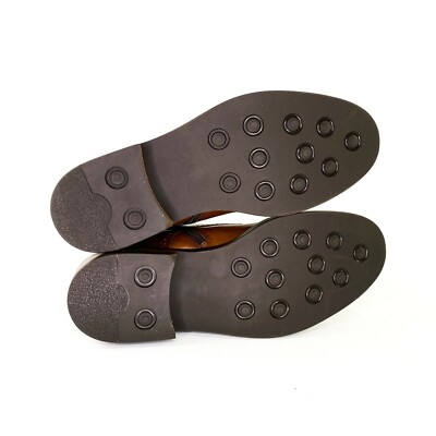 Nordstrom Mens Shop Brown Leather Grant Medallion Toe Side  display picture 1