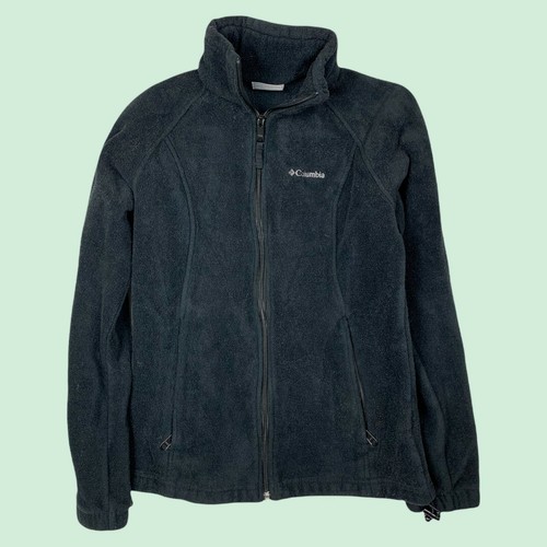 Columbia Womens Fleece Jacket S Black Full Zip Small Pockets