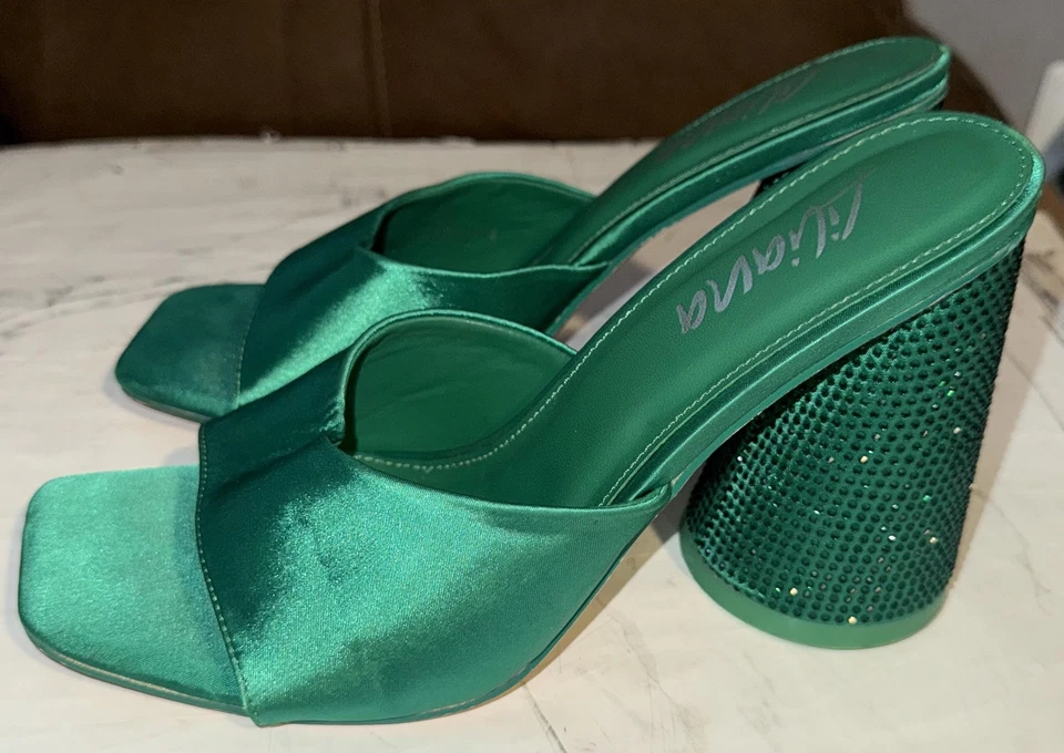 Liliana Shoes Womens Size 8.5 Block Heel Slide Mules Rhinestone Party Dressy - Image 4 of 4