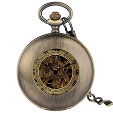 Retro Hollow Pocket Watch Men Women Hand Winding Mechanical Watch Pendant Chain
