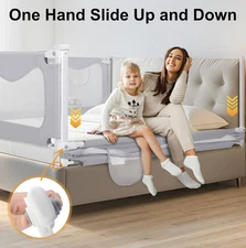 Upgrade Bed Guard Rail for Full Size Queen King Twin 78.7 Inch (1 Side) Grey