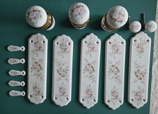 Vintage Finger Plate Door Push Floral Ceramic  11.5”