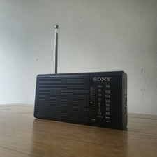 Sony ICF-P36 Portable FM AM Radio Pocket Battery Powered Black Tested Working
