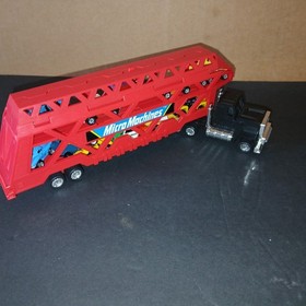 Vintage Galoob Micro Machines Semi Truck Car Hauler Filled With Cars