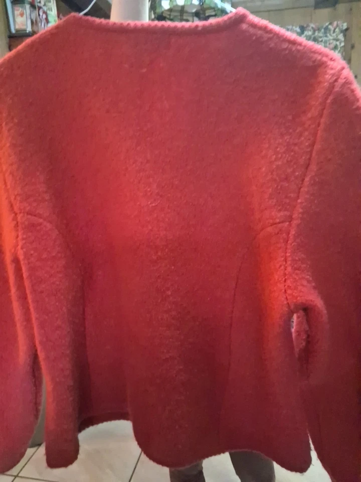 Jaqueta suéter Lands End vintage feminina vermelha 100% lã fervida tamanho 18  - Imagem 4 de 4