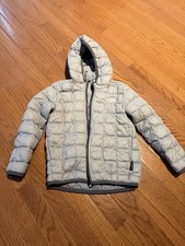 The North Face Gray Hooded Puffer Jacket Toddler Unisex 5T/5B Full Zip