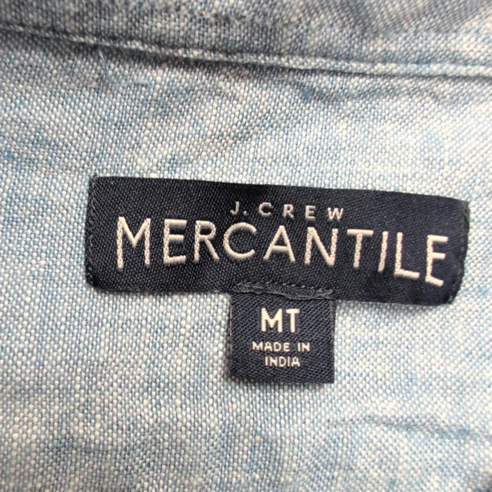 Chemise J.Crew Mercantile M Bleu Chiné Unie 100% Lin Manches Longues - Photo 2/4