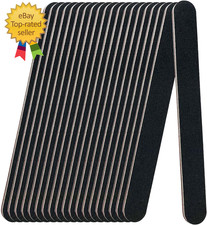 20 Pack 100/180 Grit Nail Files Black Professional Reusable Emery Boards Nail