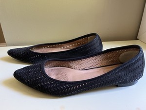 Women's Corso Como Black Suede Flats Pointed Toe Sz 7 Suede Cushioned Footbed