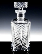 RALPH LAUREN CRYSTAL HERRINGBONE SQUARE WHISKEY DECANTER MINT CONDITION SIGNED