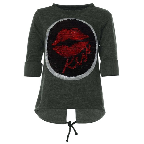 Pullover sweater reversible sequin sweater blouse sweat long sleeve shirt girls 21545 - Picture 28 of 34