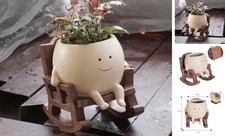 Smily Face Planter Pot Cute Resin Flower Head Planters for Indoor Outdoor Small