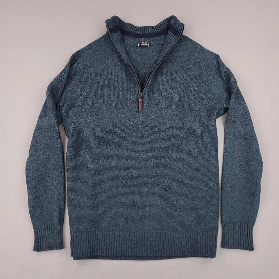 Smartwool Sweater Mens Large Blue Half Zip Merino Wool Blend Pullover - Image 3 of 4