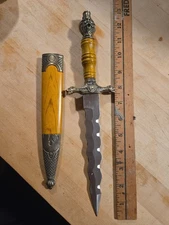 Serpentine Edge Decorative  Dagger With Sheath.