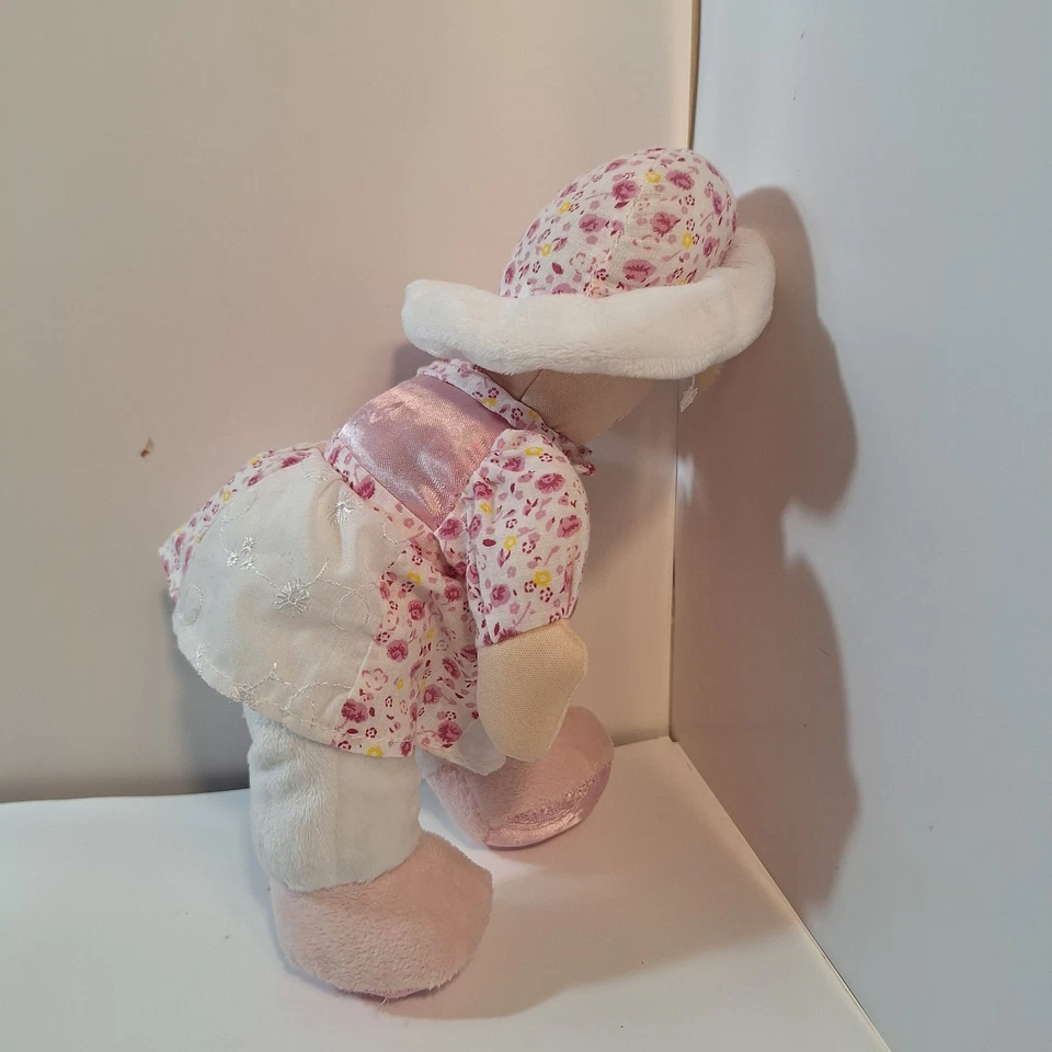 KIDS PREFERRED Blonde Plush DOLLY Blue Eyes Hat Flower Dress Satin 11" Plush - Image 4 of 4