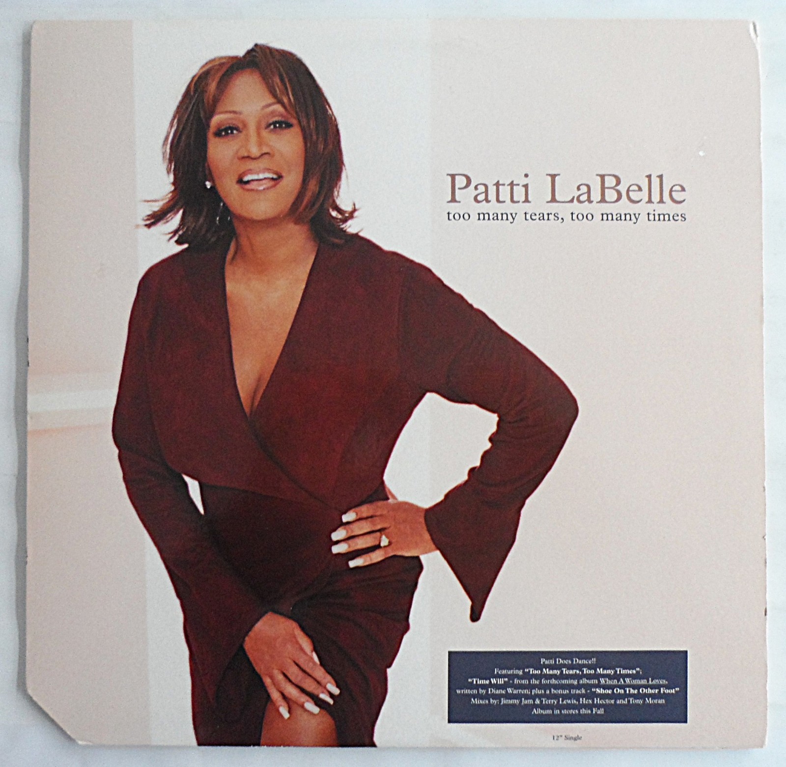 PATTI LABELLE - TOO MANY TEARS TOO MANY TIMES 12"" VINYL 2000 MCA *VG+/G*