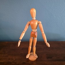 Wooden Articulated Movable Artist's Mannequin Figure 12in with Stand READ