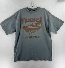 Vtg Eddie Bauer Shirt Wilderness Outdoor Double Stitch Nature Art Made In USA