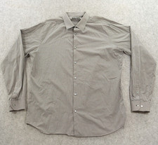 Theory Shirt Mens 17.5 Gray Button Up Long Sleeve Checks Dress Cotton