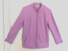 Talbots Womens Jacket MP Petite Purple Full Zip Pockets Knit Long Sleeve Outdoor