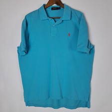 Polo Ralph Lauren Polo Shirt Mens XL Blue Short Sleeve Red Pony 100 -Cotton