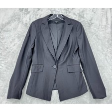 Ann Taylor Blazer 6 Virgin Wool Button Minimalist Career Office All Season Gray