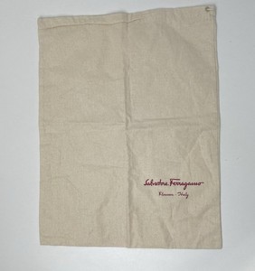 Salvatore Ferragamo Drawstring Shoe Dust Bag Ivory Cotton Italy