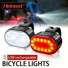 2 Set USB Rechargeable LED Bicycle Headlight Bike Front Rear Light Cycling Lamp