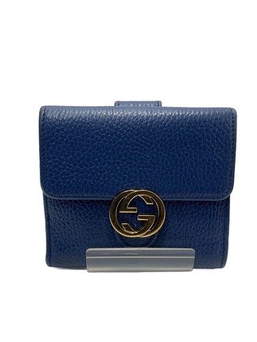 GUCCI Bi fold wallet Interlocking G 615525 Blue Authentic From Japan
