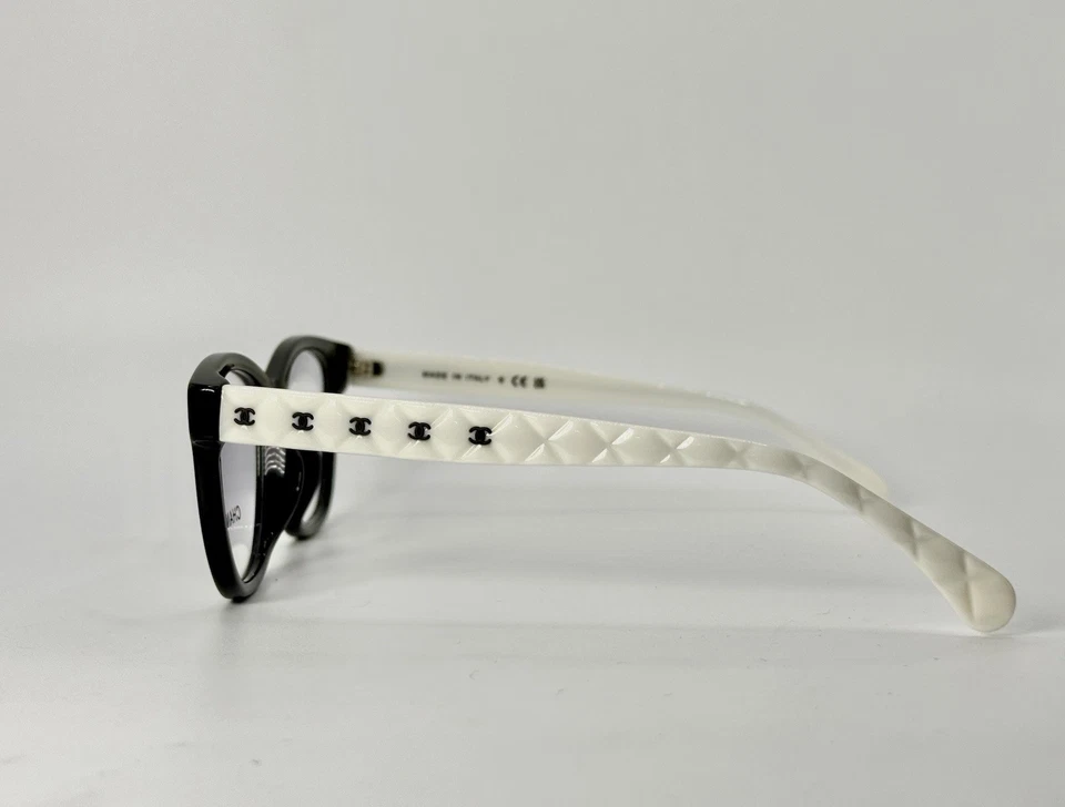 NEW AUTHENTIC CHANEL EYEGLASSES CH3443 1656 BLACK/WHITE W  BLACK LOGO 53-16-140 - Image 4 of 4