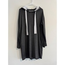 Hoodie Dress Vacation Lazy Sundays Womens Size M Gray Pockets Lounge relaxed