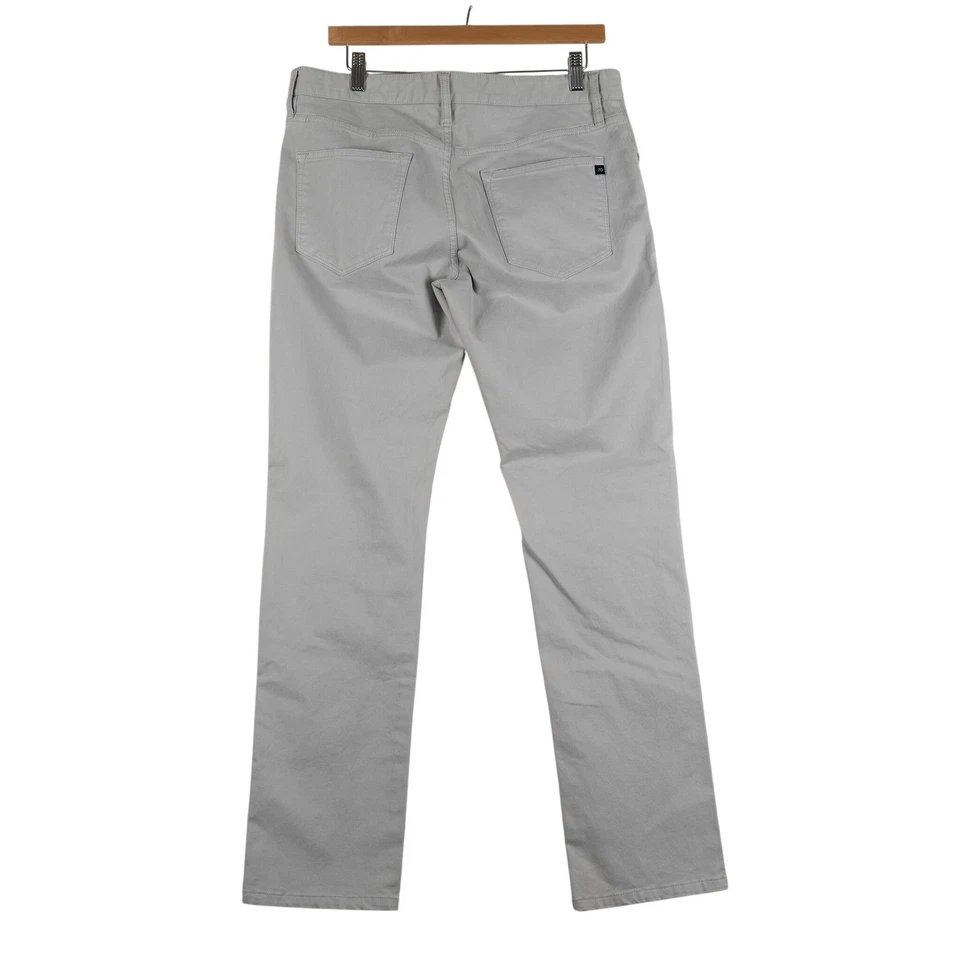 Calça de elastano masculina reta fina 7 diamantes Clifton cinza claro algodão 32x32 - Imagem 2 de 4