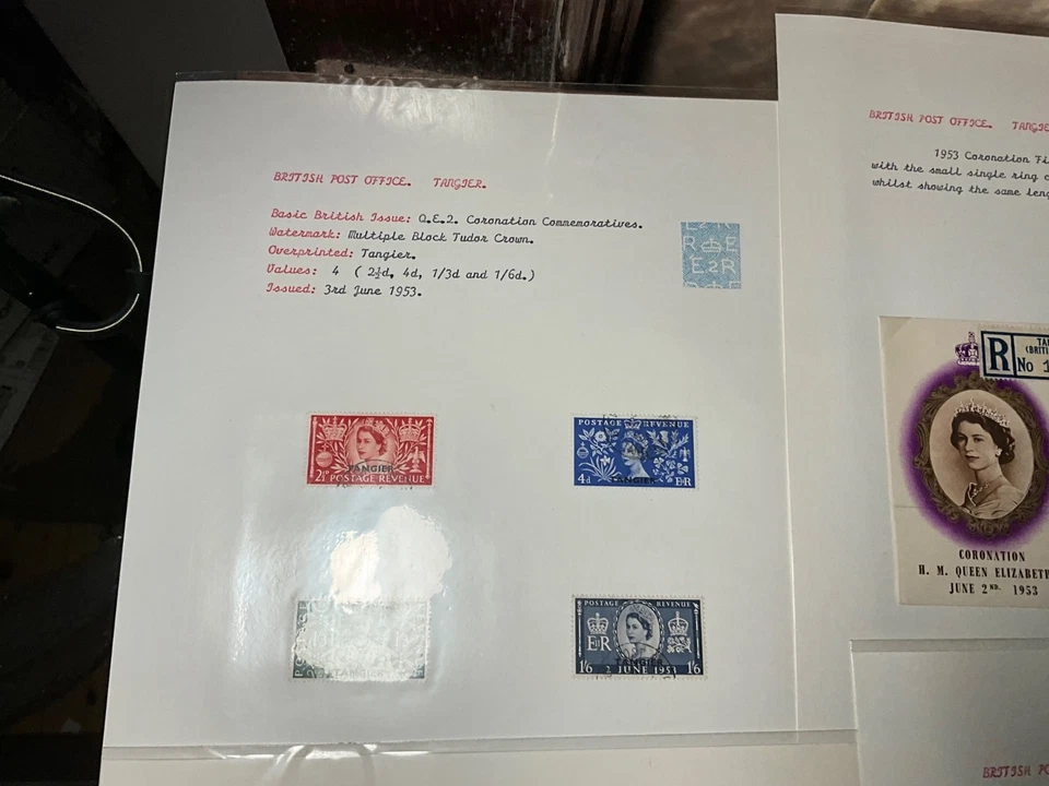 Tanger British Post Office Cover QE 1953 on + kgvi 20 hojas lote 3 ad56 Foto 3 de 4